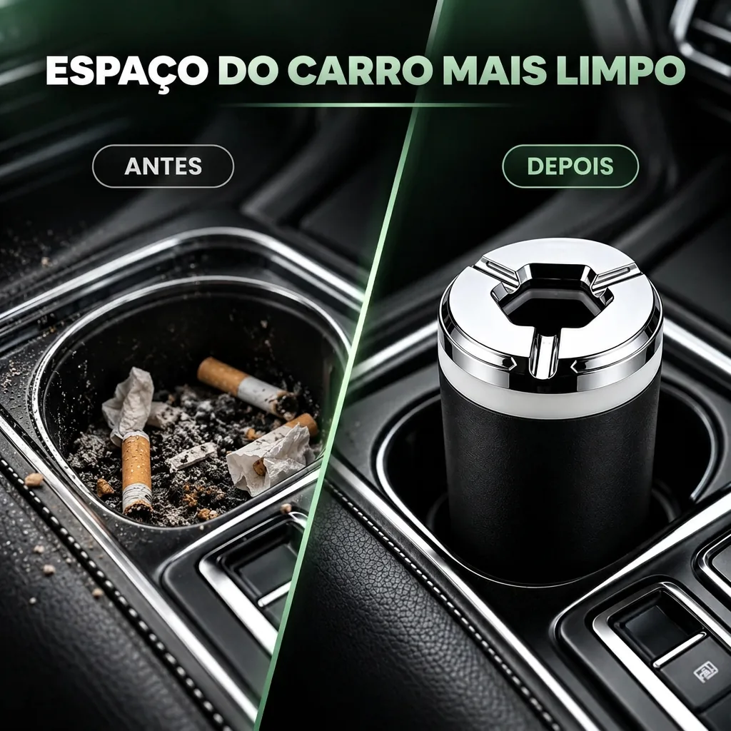 Comparativa de consola limpia con cenicero vehicular
