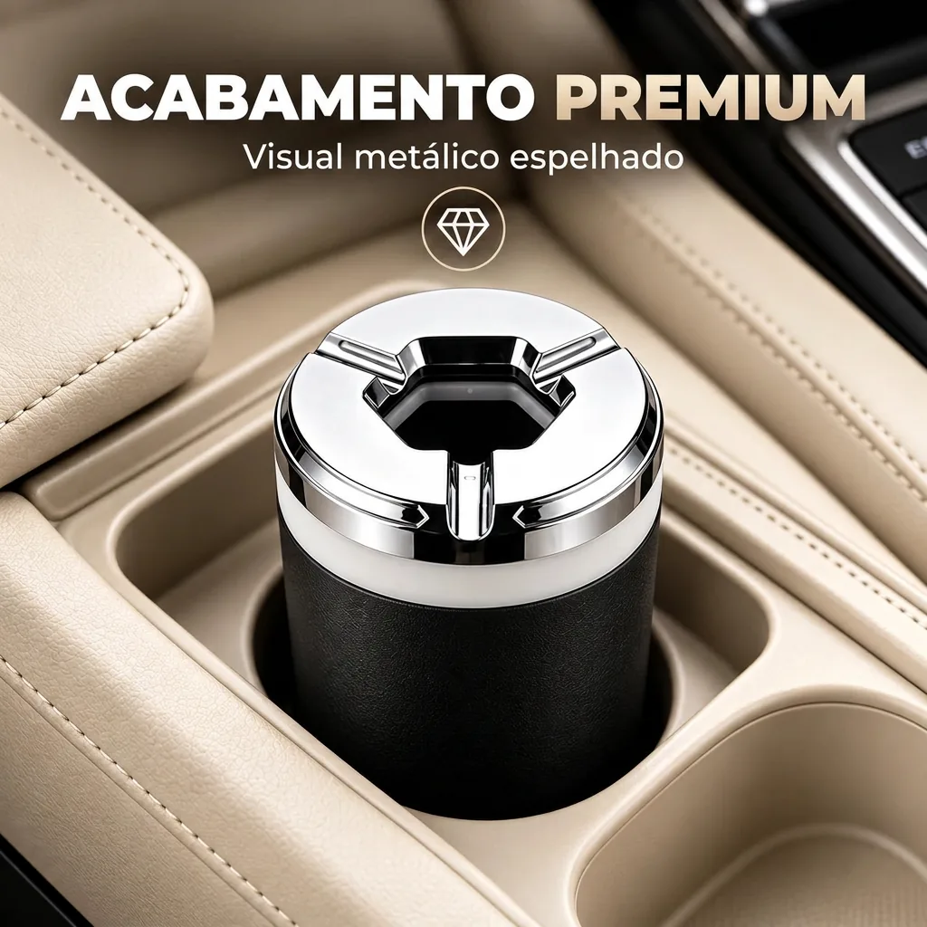 Cenicero encajado en el portavasos del auto