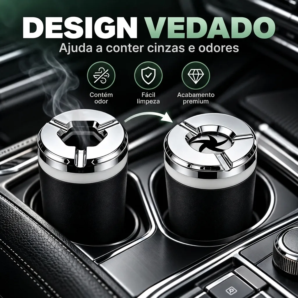 Detalle de la tapa giratoria del cenicero automotriz