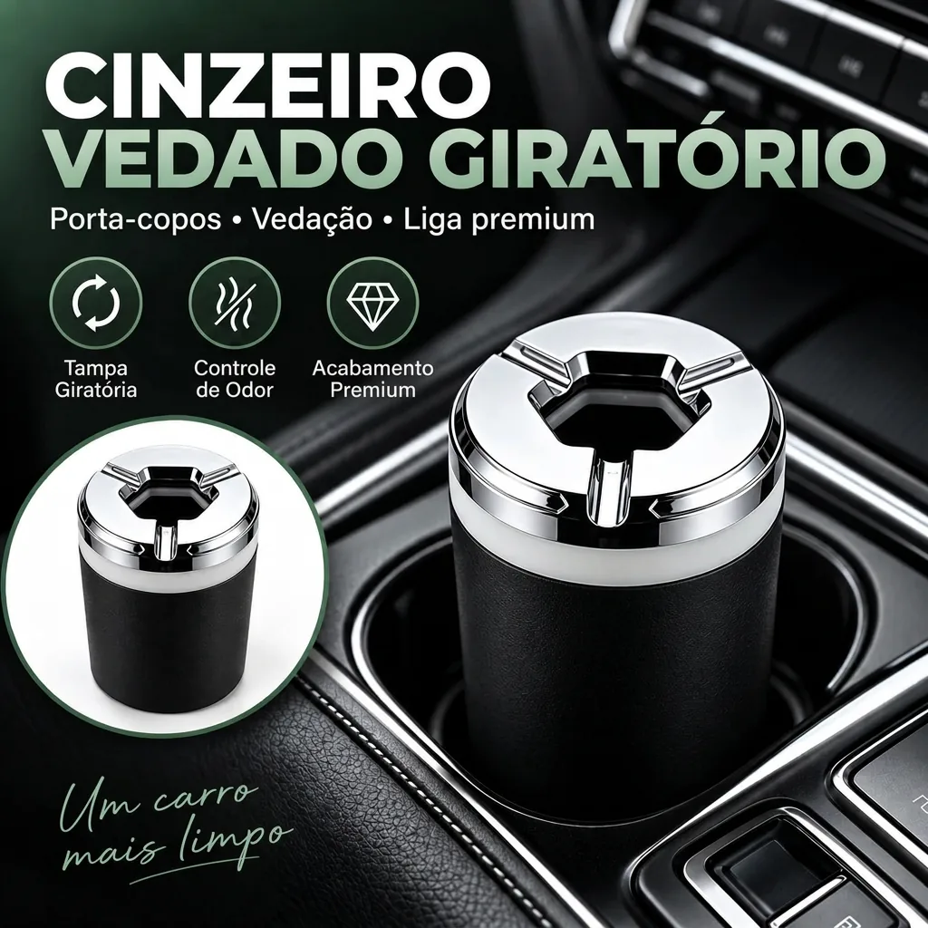 Cenicero Vehicular con Tapa Giratoria Sellada