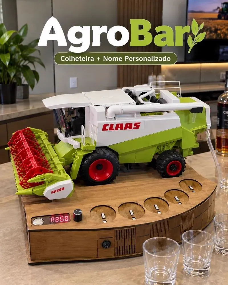 AgroBar™ – Dispensador de Bebidas Cosechadora + Nombre Personalizado